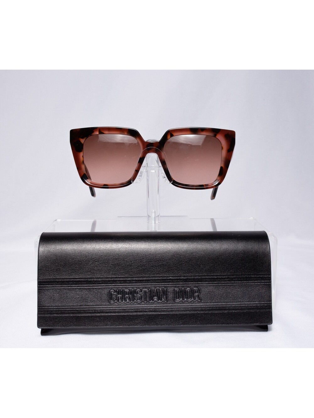Dior Oversized Tortoise Squared Purple Accents Brown